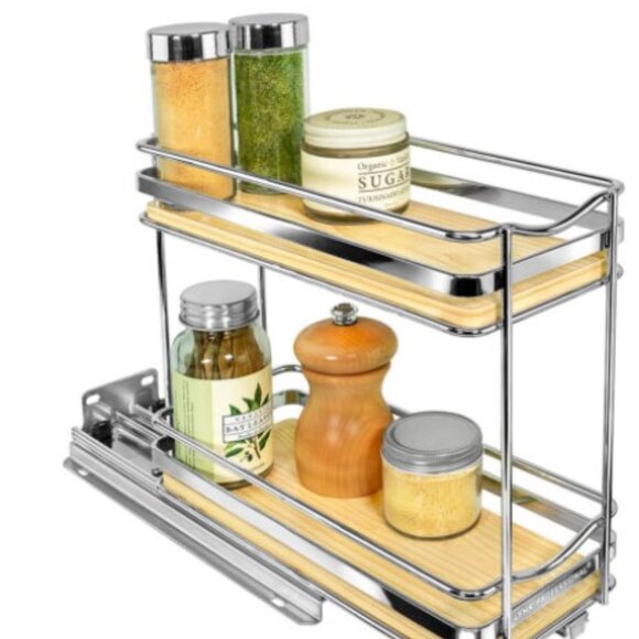 New Spice Rack - LYNK Elite 4 1/4" 2-Tier Pull Out Spice Rack Organizer - Picture 1 of 7